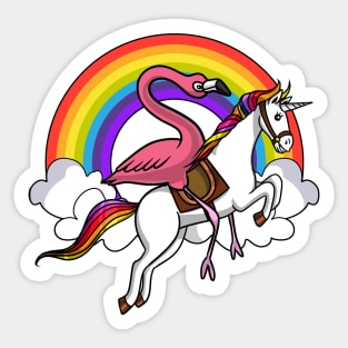 Flamingo Bird Riding Unicorn Sticker